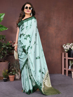 Rajwada Light Green Silk Blend Printed Saree For Women