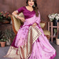 Rajwada Lavender Silk Blend Printed Saree For Women