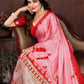 Rajwada Pastel Pink Silk Blend Printed Saree For Women