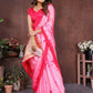 Rajwada Light Pink Silk Blend Printed Saree For Women