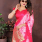 Rajwada Light Pink Silk Blend Printed Saree For Women