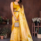 Rajwada Light Yellow Silk Blend Printed Saree For Women