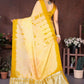 Rajwada Light Yellow Silk Blend Printed Saree For Women