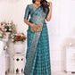 Rajwada Teal Blue Silk Blend Printed Saree For Women