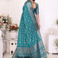 Rajwada Teal Blue Silk Blend Printed Saree For Women