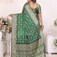 Rajwada Dark Green Silk Blend Printed Saree For Women