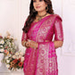 Rajwada Pink Silk Blend Printed Saree For Women