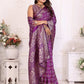 Rajwada Royal Purple Silk Blend Printed Saree For Women