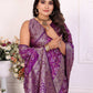 Rajwada Royal Purple Silk Blend Printed Saree For Women