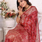 Rajwada Red Silk Blend Printed Saree For Women