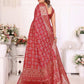 Rajwada Red Silk Blend Printed Saree For Women