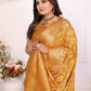 Rajwada Mustard  Yellow Silk Blend Printed Saree For Women