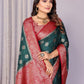 Rajwada Green Silk Blend Printed Saree For Women