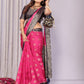 Rajwada Pink Silk Blend Printed Saree For Women