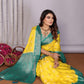 Rajwada Yellow Silk Blend Printed Saree For Women