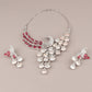 Rajwada Women White And Pink German Rhodium Choker Neckpiece Set