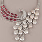 Rajwada Women White And Pink German Rhodium Choker Neckpiece Set