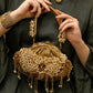 Rajwada Golden Embellished Clutch Bag For Women