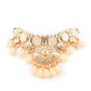 Rajwada Women Apricot Jadau Choker Set With Big Dangler Earrings