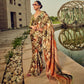 Rajwada Multicolor Satin Printed Saree With Unstitched Blouse For Women