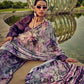Rajwada Purple Satin Printed Saree With Unstitched Blouse For Women