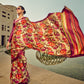 Rajwada Beige And Rust Satin Printed Saree With Unstitched Blouse For Women