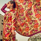 Rajwada Beige And Rust Satin Printed Saree With Unstitched Blouse For Women