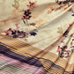 Rajwada Off White And Wine Satin Printed Saree With Unstitched Blouse For Women