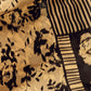 Rajwada Beige And Black Satin Printed Saree With Unstitched Blouse For Women