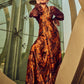 Rajwada Brown And Rust Satin Printed Saree With Unstitched Blouse For Women
