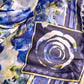 Rajwada White And Blue Satin Printed Saree With Unstitched Blouse For Women