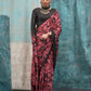 Rajwada Maroon Satin Printed Saree With Unstitched Blouse For Women