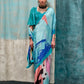 Rajwada Sea Green Satin Printed Saree With Unstitched Blouse For Women