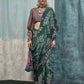 Rajwada Green And Maroon Satin Printed Saree With Unstitched Blouse For Women