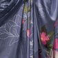 Rajwada Purple Satin Printed Saree With Unstitched Blouse For Women
