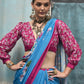 Rajwada Blue Satin Printed Saree With Unstitched Blouse For Women