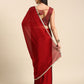 Rajwada Red Georgette Embellished Saree With Unstitched Blouse For Women