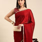 Rajwada Red Georgette Embellished Saree With Unstitched Blouse For Women