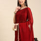 Rajwada Red Georgette Embellished Saree With Unstitched Blouse For Women