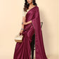Rajwada Maroon Satin Embellished Saree With Unstitched Blouse For Women