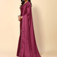 Rajwada Maroon Satin Embellished Saree With Unstitched Blouse For Women