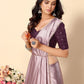 Rajwada Mauve Satin Embellished Saree With Unstitched Blouse For Women