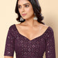 Rajwada Mauve Satin Embellished Saree With Unstitched Blouse For Women