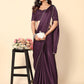 Rajwada Wine Satin Embellished Saree With Unstitched Blouse For Women