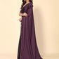 Rajwada Wine Satin Embellished Saree With Unstitched Blouse For Women