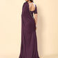 Rajwada Wine Satin Embellished Saree With Unstitched Blouse For Women