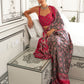 Rajwada Maroon Satin Printed Saree With Unstitched Blouse For Women