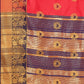 Rajwada Red And Navy Blue Cotton Blend Woven Design Saree With Unstitched Blouse For Women