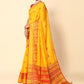 Rajwada Yellow Cotton Blend Woven Design Saree With Unstitched Blouse For Women