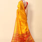 Rajwada Yellow Cotton Blend Woven Design Saree With Unstitched Blouse For Women